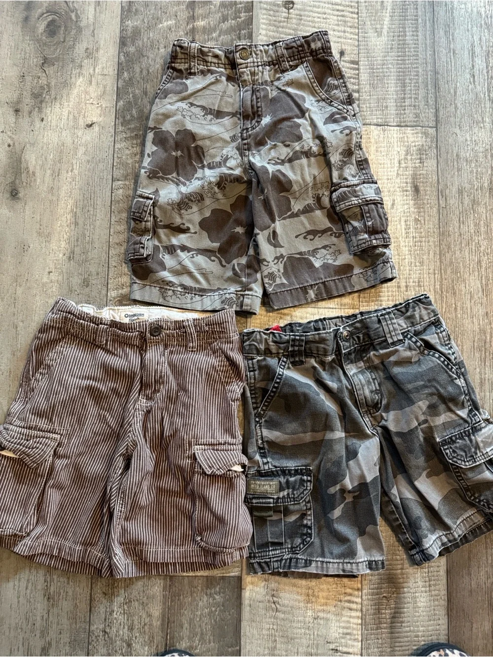3-Pack Boys Cargo & Cord Shorts - Neutral Camo & Brown-size 5